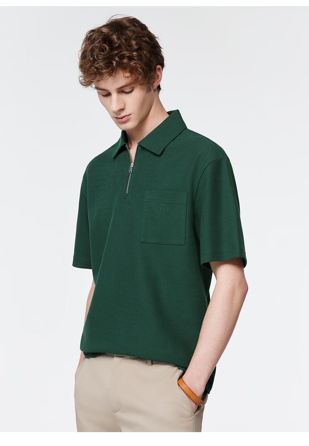HAZZYS Men's 2026 Summer PHIZ Series Loose Fit Short Sleeve Polo Shirt with Turn-Down Collar and Half Placket 11